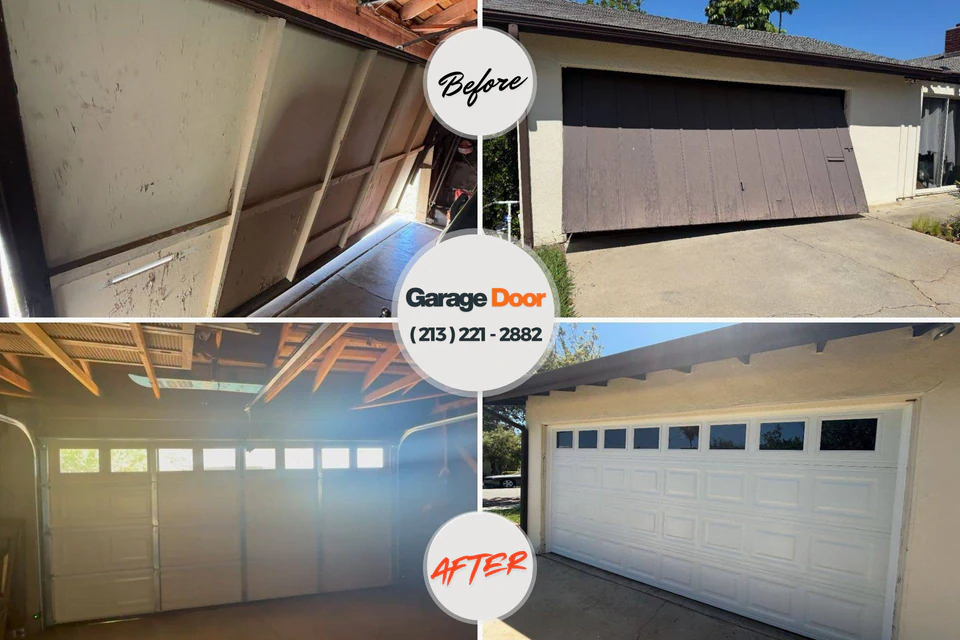 Before and after: garage door repair Whitehouse, OH